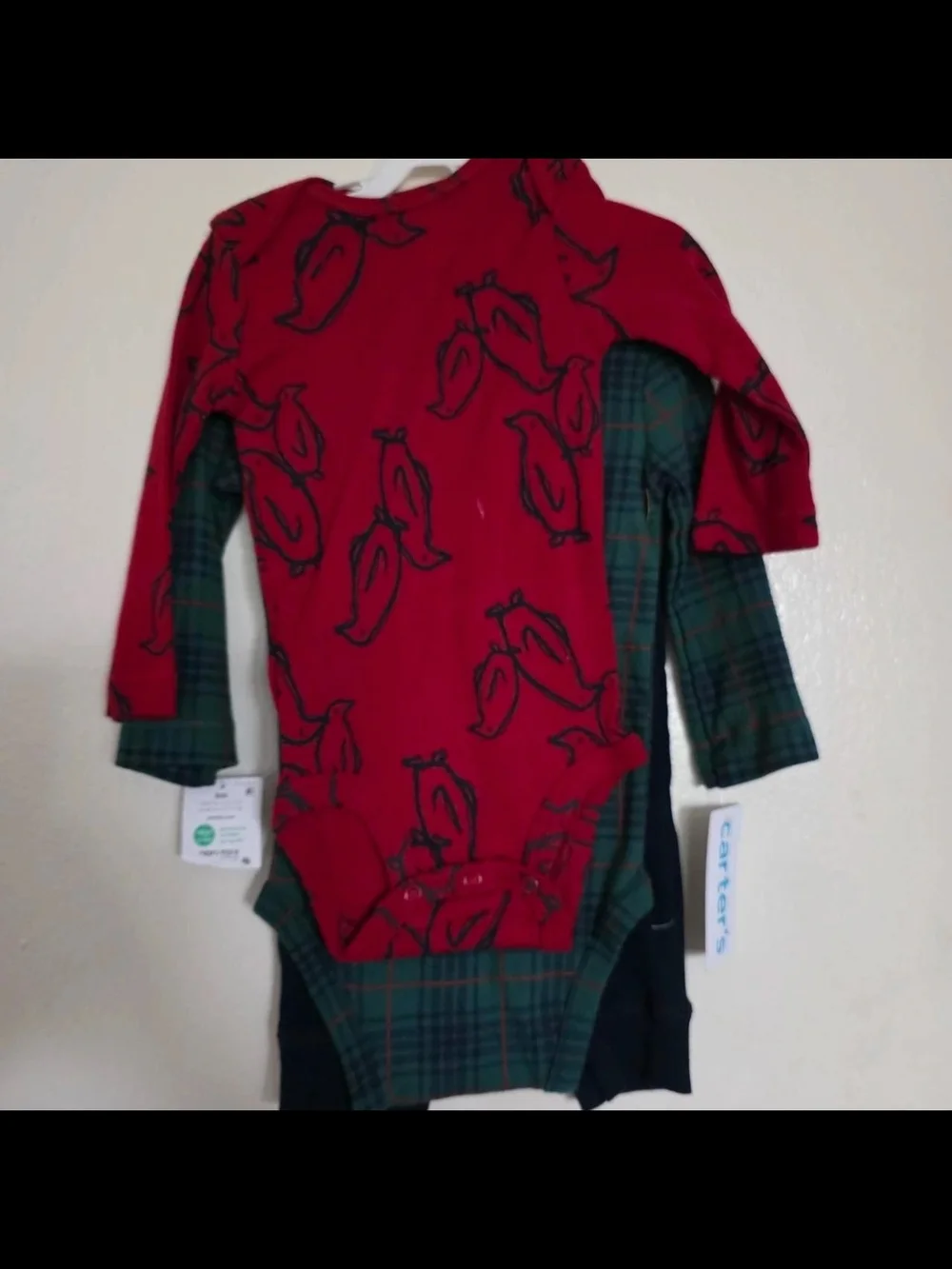 Carter's Red Penguin Print Long Sleeve Bodysuit